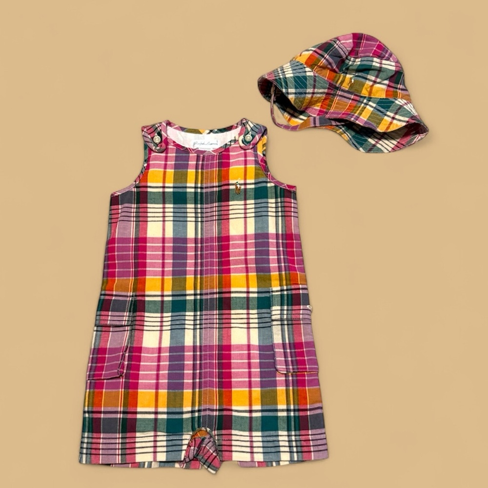 Ralph Lauren Romper with Matching Hat